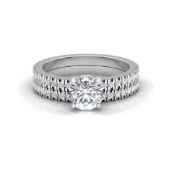 Lab Diamond Engagement Ring Matching Band White Gold Platinum LS6934