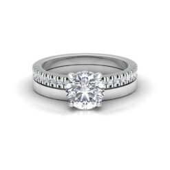 Lab Diamond Ring Set Comfort Wedding Band White Gold Platinum LS6929