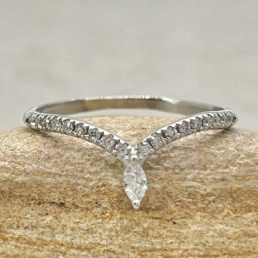 Marquise Diamond Wedding Band Half Eternity White Gold Platinum LS6854