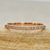 Minimalistic Half Eternity Round Diamond Wedding Band Rose Gold LS6852