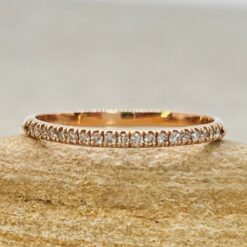 Minimalistic Half Eternity Round Diamond Wedding Band Rose Gold LS6852