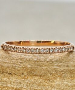Minimalistic Half Eternity Round Diamond Wedding Band Rose Gold LS6852