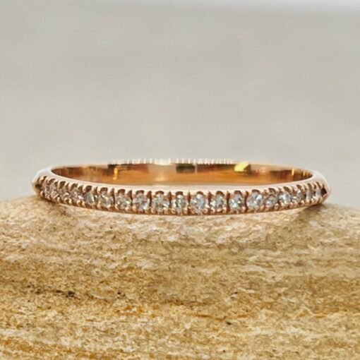 Minimalistic Half Eternity Round Diamond Wedding Band Rose Gold LS6852