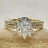 Moissanite Diamond Crown Set Secure Prong Setting Yellow Gold LS6930