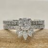 Moissanite Engagement Ring Set Diamond Band White Gold Platinum LS6924