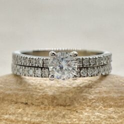Moissanite Engagement Ring Set Diamond Band White Gold Platinum LS6925