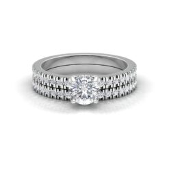 Moissanite Engagement Ring Set Wedding Band White Gold Platinum LS6925