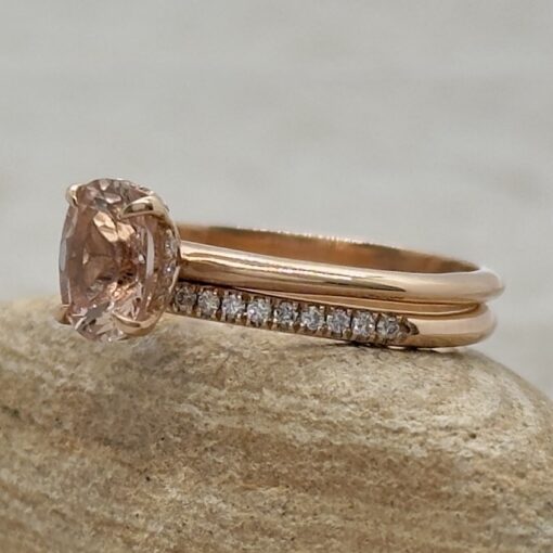 Morganite Engagement Ring Half Eternity Wedding Band Rose Gold LS6895