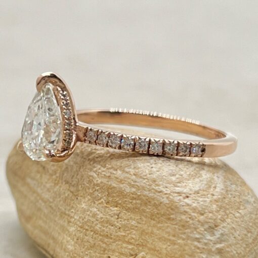 Natural Diamond Engagement Ring Half Eternity Shank Rose Gold LS6939