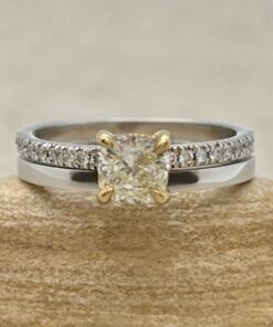Natural Diamond Engagement Set Plain Band White Gold Platinum LS6979