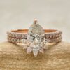 Natural Pear Cut Diamond Engagement Ring Crown Band Rose Gold LS6974
