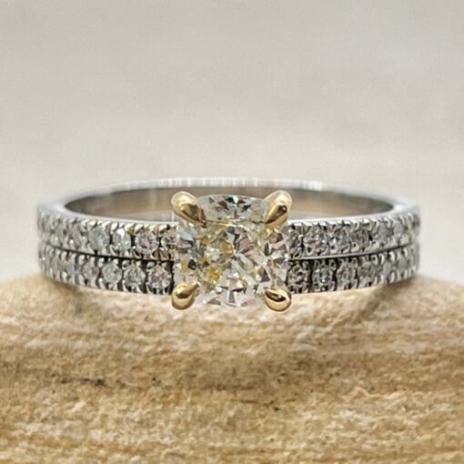 Natural Square Diamond Engagement Ring Set White Gold Platinum LS6978