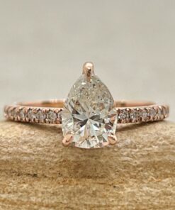Organic Diamond Engagement Ring Half Eternity Shank Rose Gold LS6939