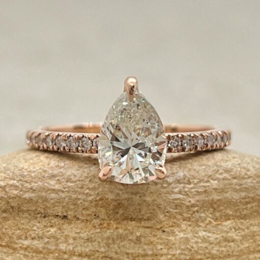 Organic Diamond Engagement Ring Half Eternity Shank Rose Gold LS6939