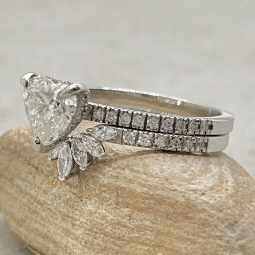 Organic Heart Diamond Engagement Ring Set White Gold Platinum LS6971