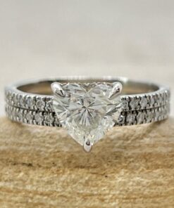 Organic Heart Shape Diamond Ring Bridal Set White Gold Platinum LS6972