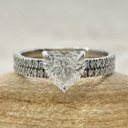 Organic Heart Shape Diamond Ring Bridal Set White Gold Platinum LS6972