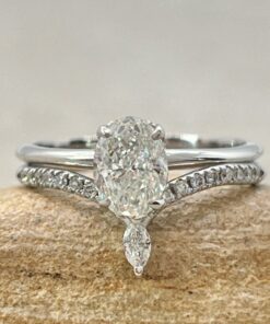 Organic Oval Diamond Set Crown Wedding Band White Gold Platinum LS6881