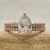 Organic Pear Cut White Diamond Half Eternity Ring Set Rose Gold LS6975