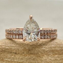 Organic Pear Cut White Diamond Half Eternity Ring Set Rose Gold LS6975
