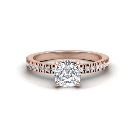 Organic Square Diamond Engagement Ring Half Eternity Rose Gold LS6943