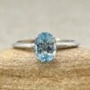 Oval Blue Aquamarine Plain Engagement Ring White Gold Platinum LS6874