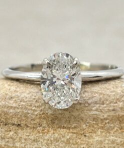 Oval Cut Lab Grown Diamond Engagement Ring White Gold Platinum LS6877
