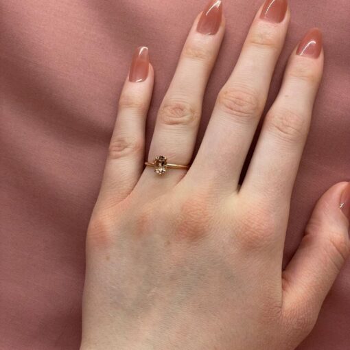 Oval Cut Peach Morganite Engagement Ring Diamond Halo Rose Gold LS6875