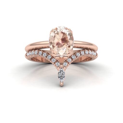 Oval Cut Peach Sapphire Ring Untreated GIA Crown Band Rose Gold LS6901