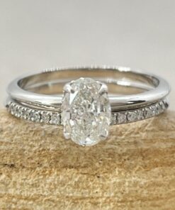 Oval Diamond Wedding Ring Set Half Eternity White Gold Platinum LS6879