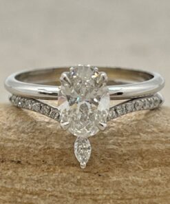 Oval Lab Diamond Engagement Ring Bridal Set White Gold Platinum LS6885