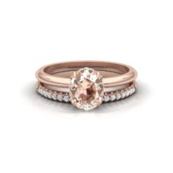 Peach Sapphire Engagement Ring GIA Half Eternity Band Rose Gold LS6899
