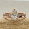 Pear Cut Diamond Engagement Ring Plain Wedding Band Rose Gold LS6976