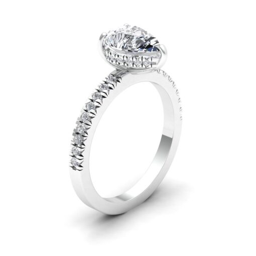 Pear Diamond Engagement Ring Half Eternity White Gold Platinum LS6939