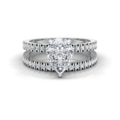 Pear Diamond Engagement Ring Wedding Band White Gold Platinum LS6975