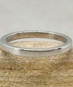 Plain Wedding Band Comfort Fit Shiny Finish White Gold Platinum LS6870