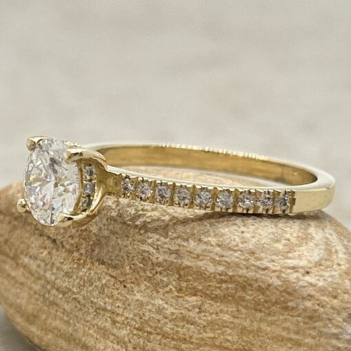 Round Certified Diamond Engagement Ring Hidden Halo Yellow Gold LS6868