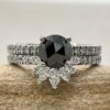 Round Cut Black Diamond Engagement Ring Set White Gold Platinum LS6936