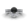Round Cut Black Diamond Engagement Ring Set White Gold Platinum LS6936