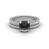 Round Cut Black Diamond Engagement Ring Set White Gold Platinum LS6937