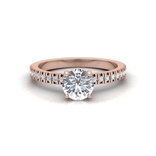 Round Cut Diamond Engagement Ring Diamond Hidden Halo Rose Gold LS6867