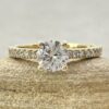 Round Cut Lab Diamond Engagement Ring Half Eternity Yellow Gold LS6867