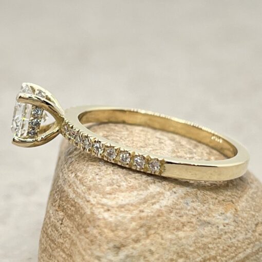 Round Cut Lab Diamond Engagement Ring Half Eternity Yellow Gold LS6868