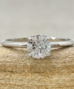 Round Cut Lab Grown Diamond Engagement Ring White Gold Platinum LS6987