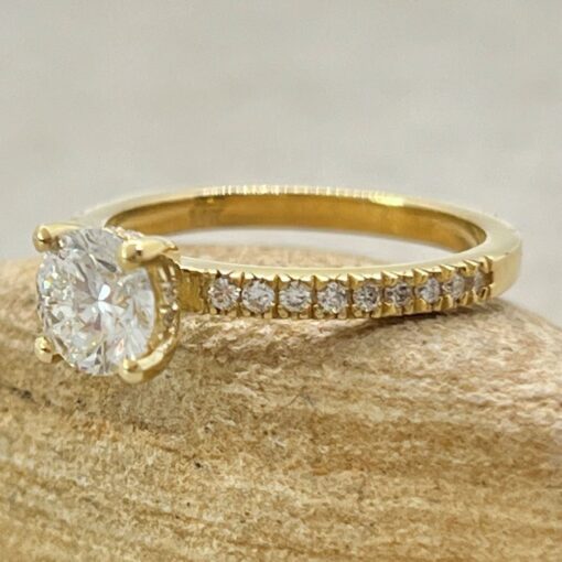 Round Diamond Engagement Ring Half Eternity Shank Yellow Gold LS6867