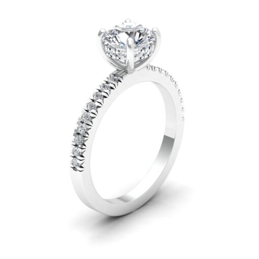 Round Diamond Engagement Ring Hidden Halo White Gold Platinum LS6868