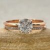 Round Lab Grown Diamond Bridal Ring Set Hidden Halo Rose Gold LS6968