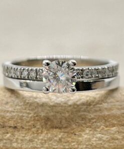 Round Moissanite Engagement Ring Bridal Set White Gold Platinum LS6926