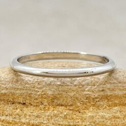 Rounded Simple Wedding Band Stacking Ring White Gold Platinum LS6851