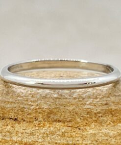 Rounded Simple Wedding Band Stacking Ring White Gold Platinum LS6851